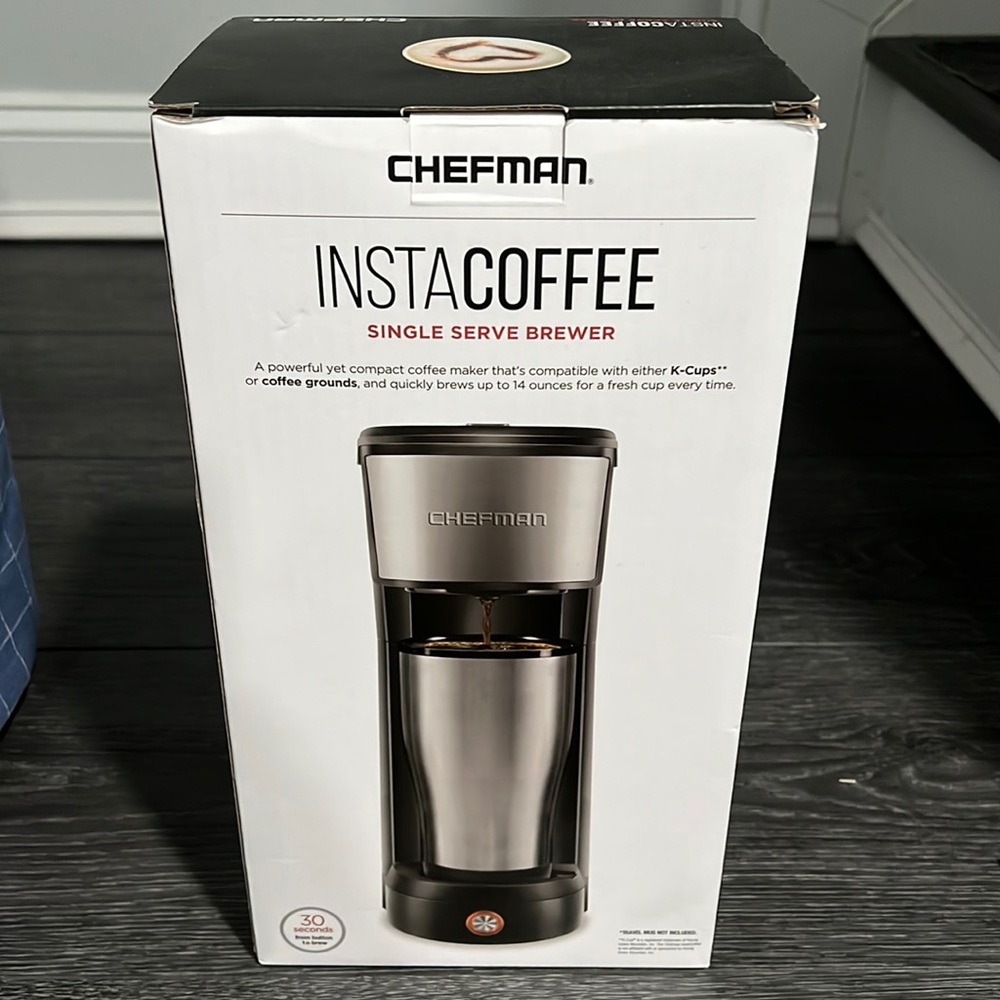 Brand new, never open chef men, Insta coffee, single serve brewer. .